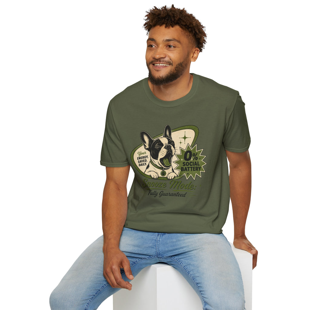 0% Social Battery French Bulldog T-shirt