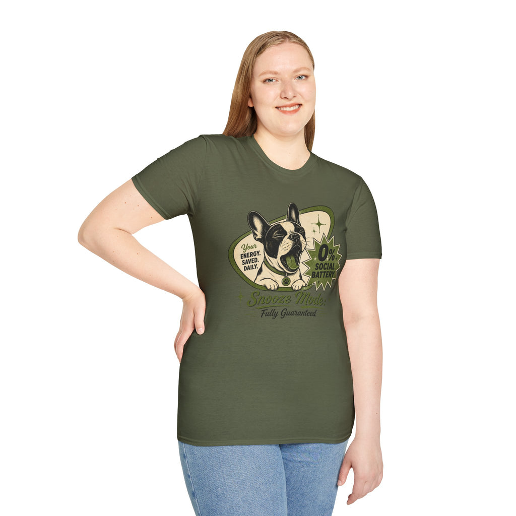 0% Social Battery French Bulldog T-shirt