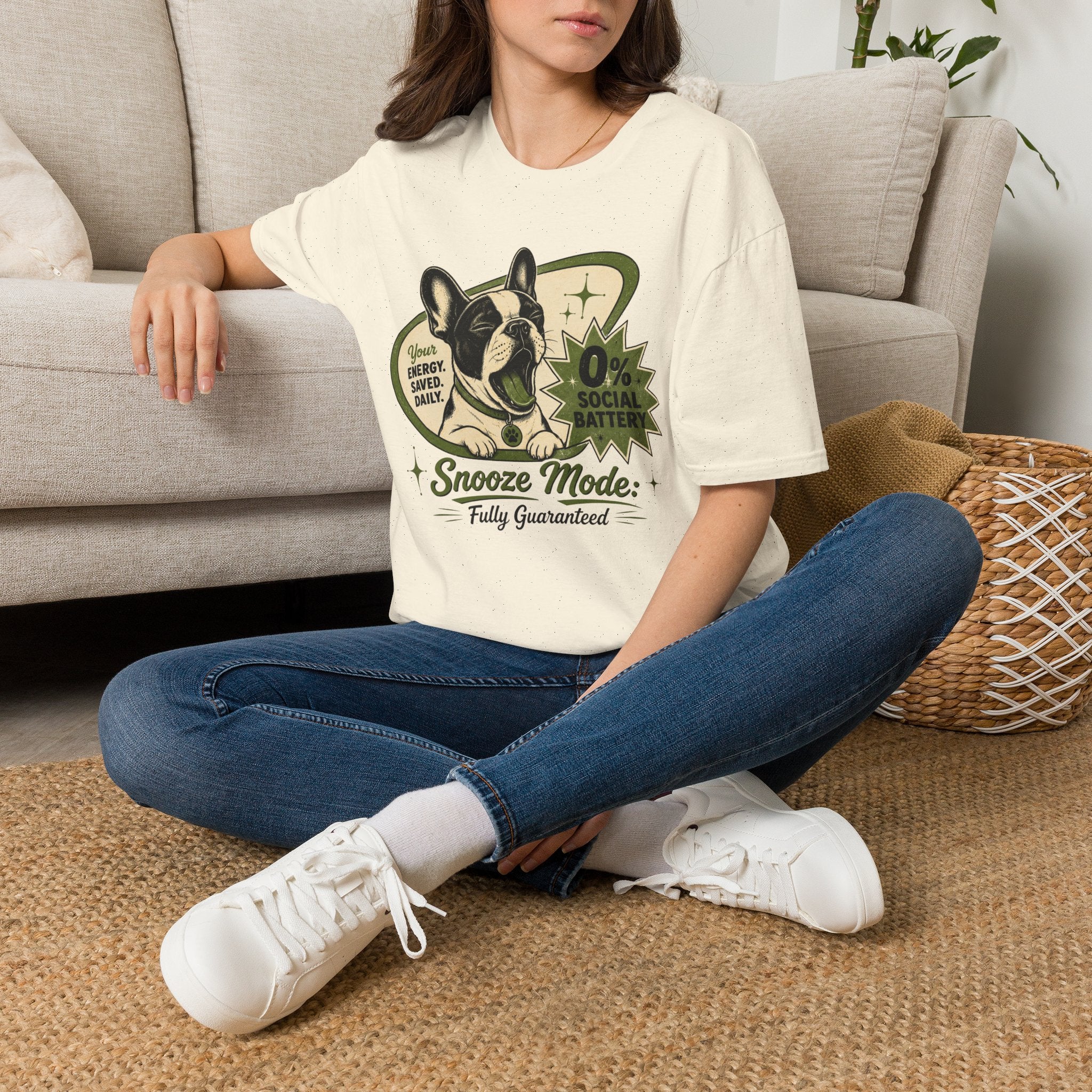 0% Social Battery French Bulldog T-shirt