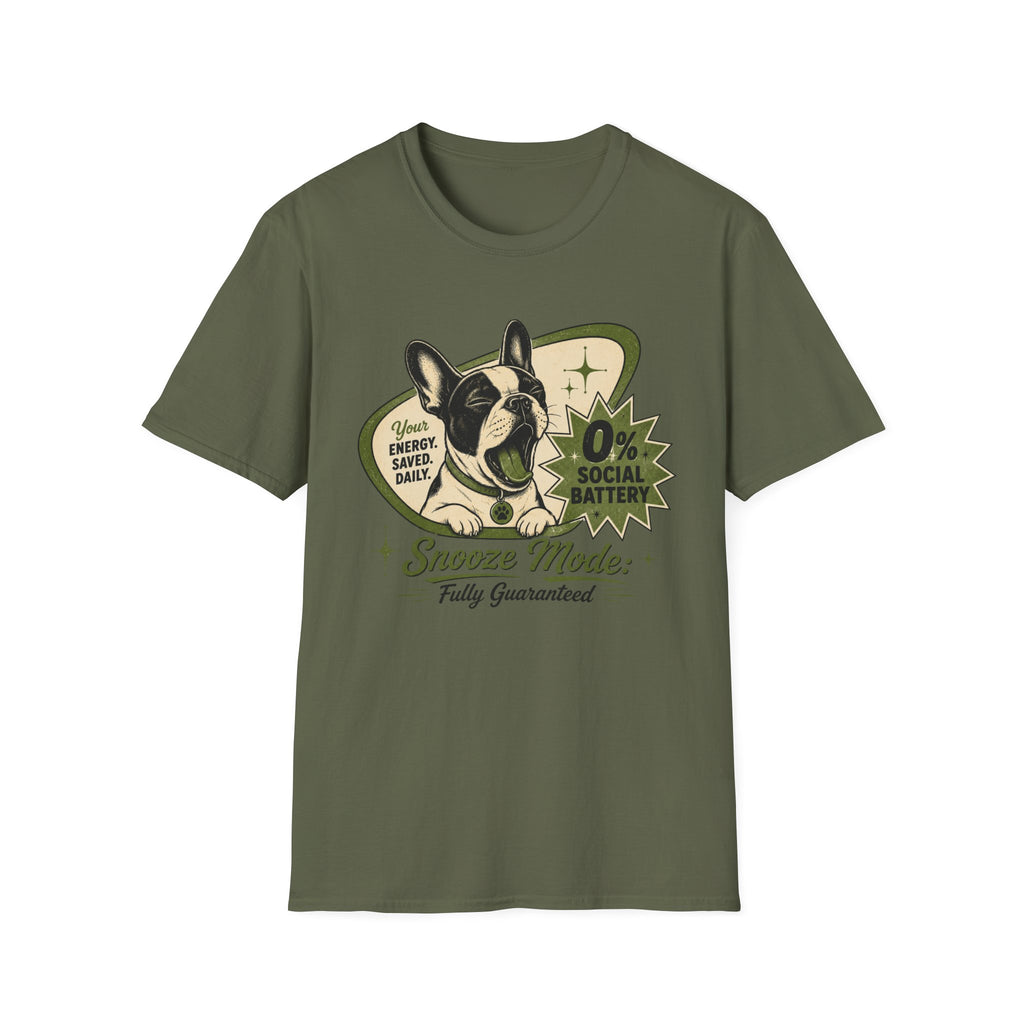0% Social Battery French Bulldog T-shirt
