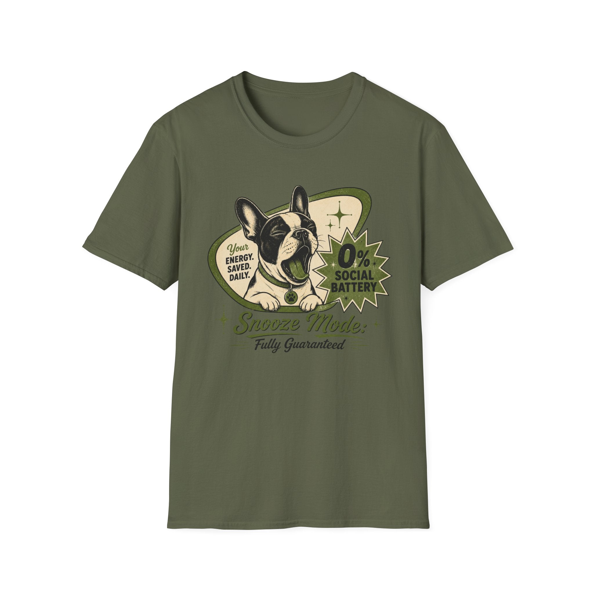 0% Social Battery French Bulldog T-shirt