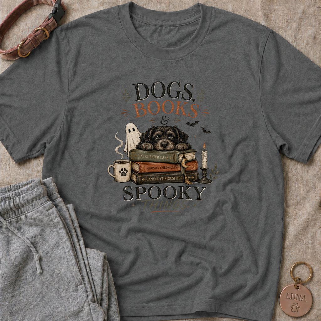 Dogs Books Spooky Things T-Shirt