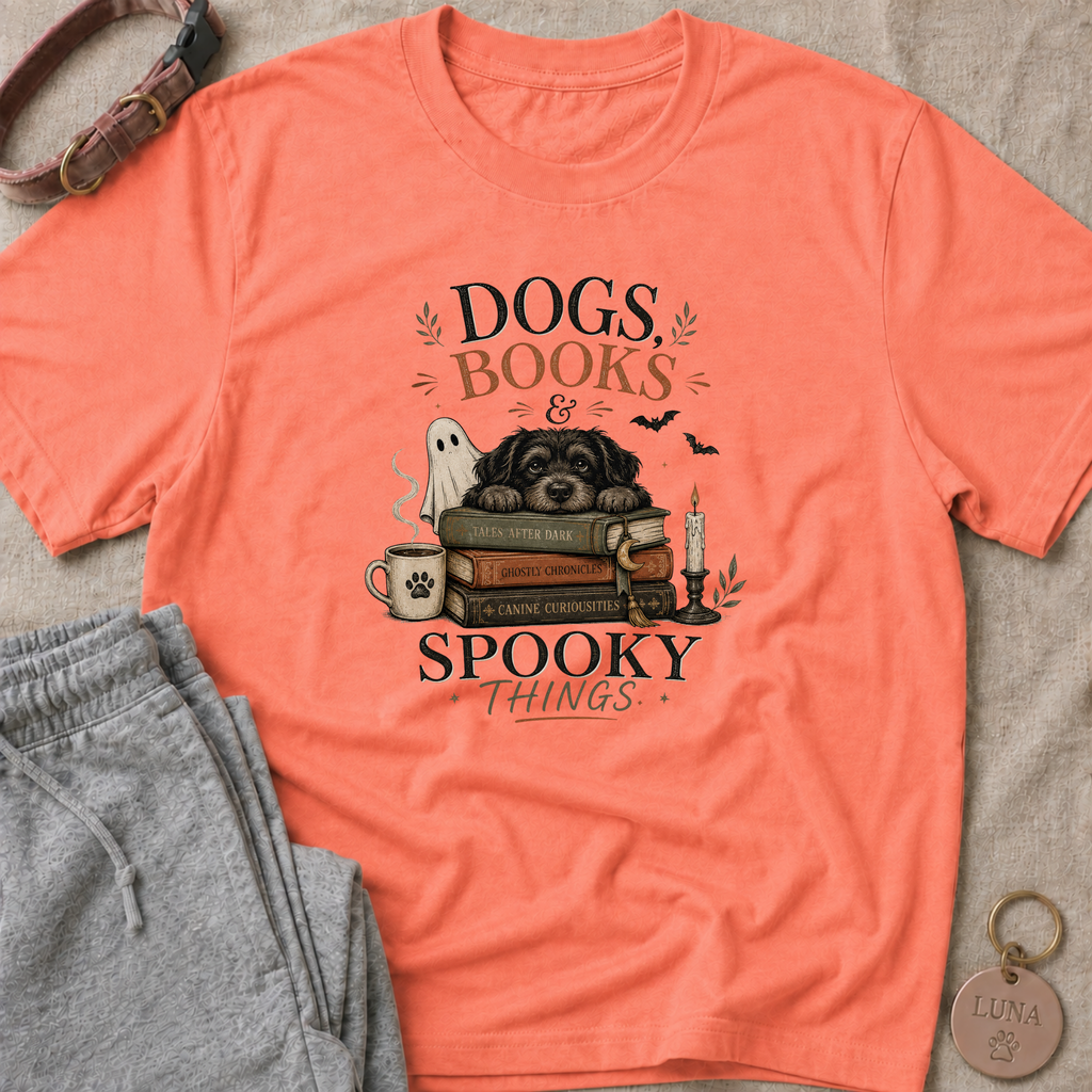Dogs Books Spooky Things T-Shirt