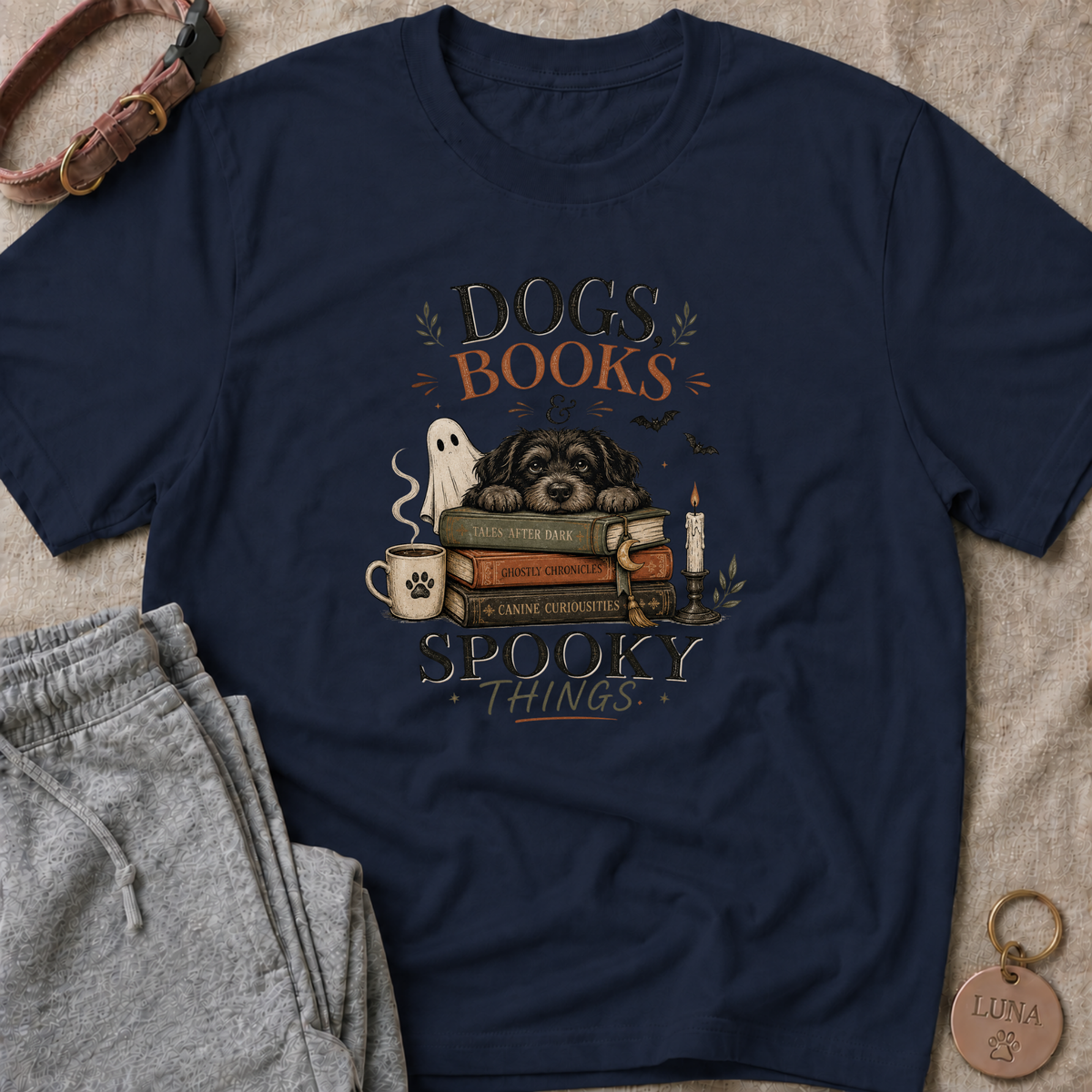 Dogs Books Spooky Things T-Shirt